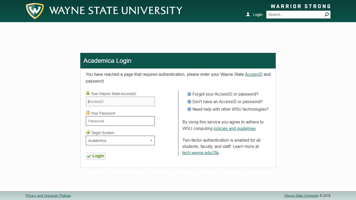 Login - Academica - Wayne State University
