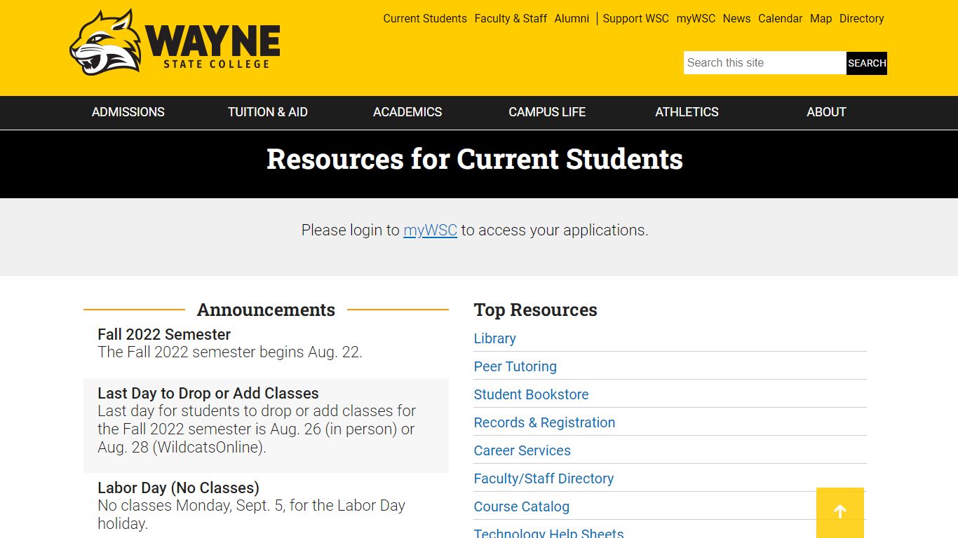 Current Students | Wayne State College Nebraska